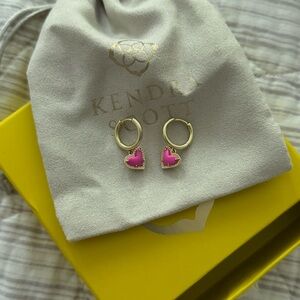 Kendra Scott Fuchsia Heart Hoop Earrings
